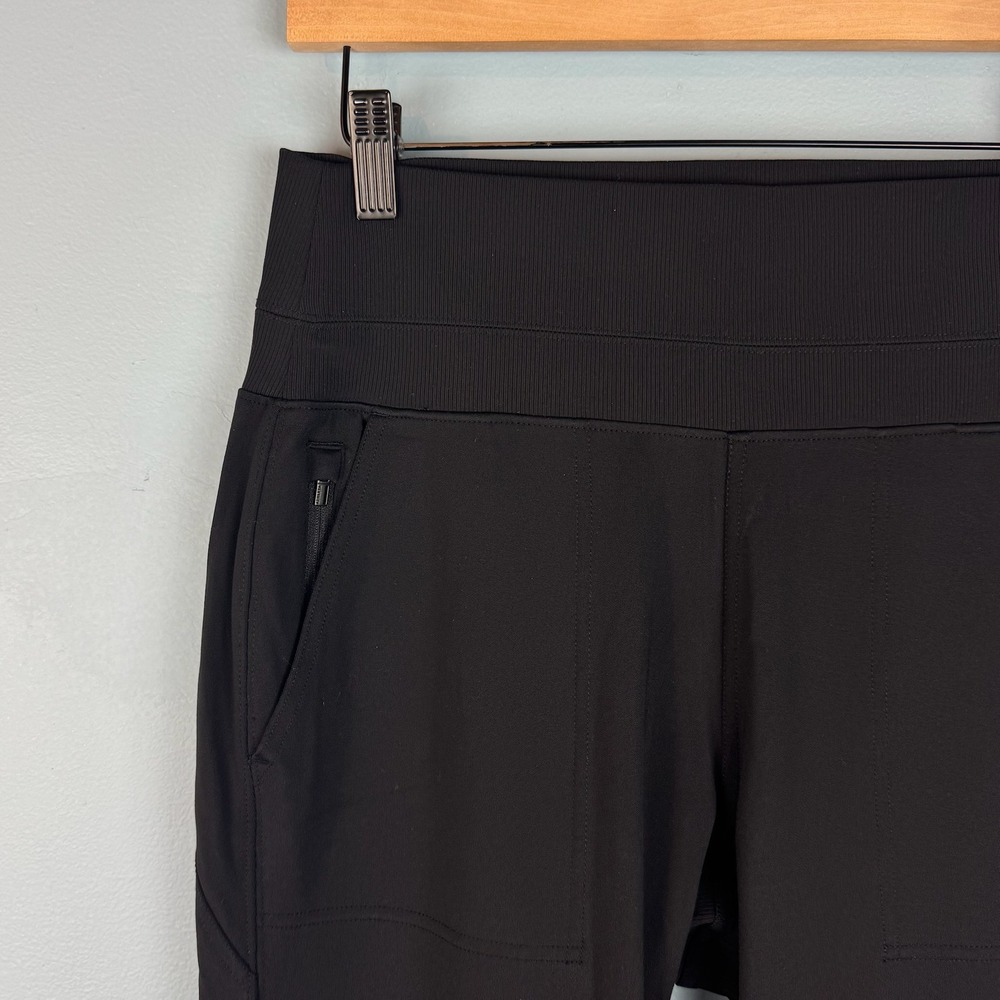 Athleta Venice High Rise Jogger Womens Medium Black Pants Zip Pockets Stretch